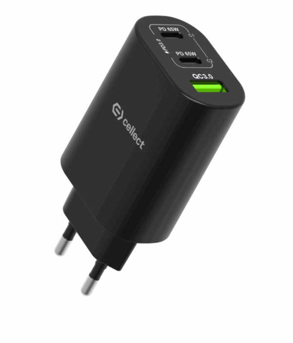 Hálózati gyorstöltő adapter 65W, Fekete - Image 2