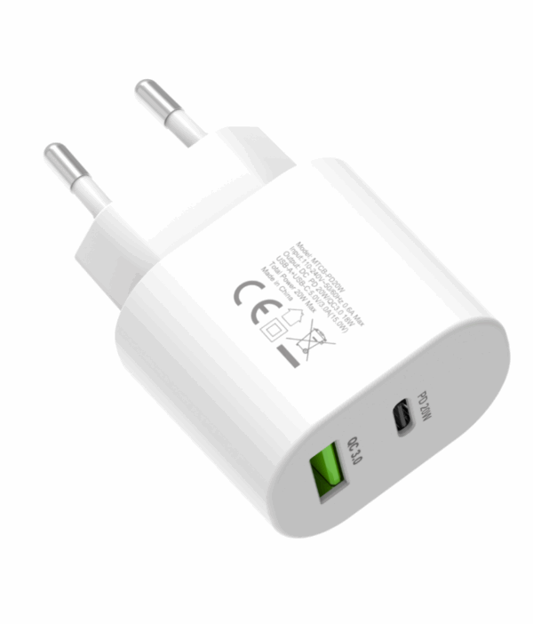Hálózati gyorstöltő adapter 20W, Fehér - Image 3