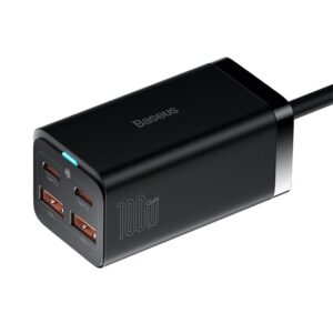 Baseus GaN3 Pro töltőállomás 100W, 2×USB Type-A + 2×USB Type-C, fekete