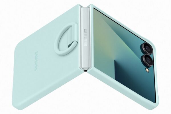 Samsung Flip 7 Szilikon tok gyűrűvel, világos kék