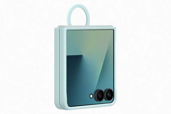 Samsung Flip 7 Szilikon tok gyűrűvel, világos kék - Image 2