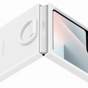 Samsung Galaxy Flip 7 FE Szilikon tok gyűrűvel, fehér