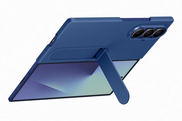 Samsung Fold 7 Álló tok szíjjal, kék