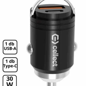 Mini autós töltő adapter gyorstöltő funkcióval 30W
