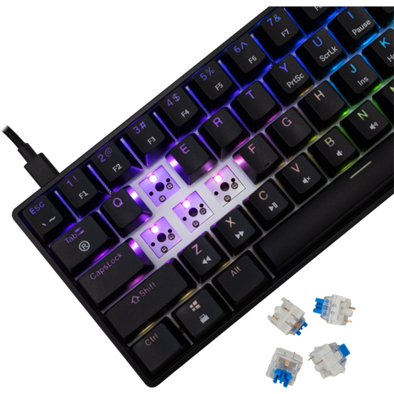White Shark GK-004123B/BL-HU SHINOBI-2 vezetékes mechanikus gamer billentyűzet - fekete - HU /kék/ - Image 3
