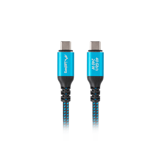 Lanberg USB-C (M/M) 4.0 kábel 0.5 m, 240W 8K 60 Hz, fekete-kék - Image 2