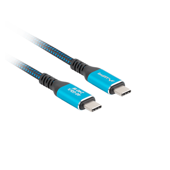 Lanberg USB-C (M/M) 4.0 kábel 0.5 m, 240W 8K 60 Hz, fekete-kék - Image 3