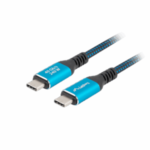 Lanberg USB-C (M/M) 4.0 kábel 0.5 m, 240W 8K 60 Hz, fekete-kék