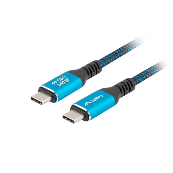 Lanberg USB-C (M/M) 4.0 kábel 0.5 m, 240W 8K 60 Hz, fekete-kék