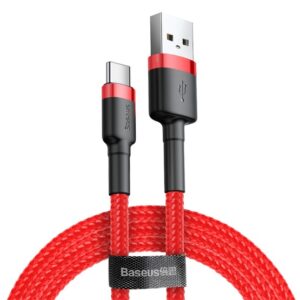 Baseus Cafule USB Type-A – USB Type-C, 10W gyorstöltő adatkábel, 2m, piros