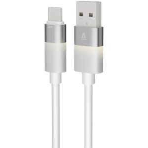 AVAX CB312 GLOWY 18W USB-A - USB-C gyorstöltő kábel, fehér - 1m