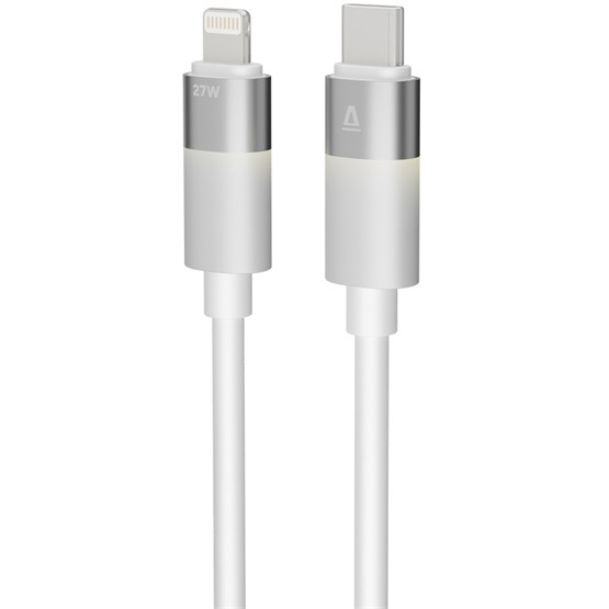 AVAX CB314 GLOWY 27W USB-C - Lightning gyorstöltő kábel, fehér - 1m