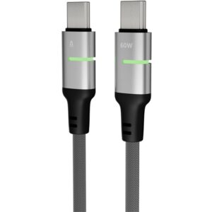 AVAX CB632 STEELY LED 60W USB-C gyorstöltő kábel, fonott, fekete - 1m