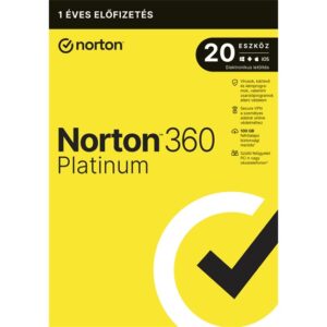 Norton 360 Platinum - 21428034 - 100GB HU 1 felhasználó, 20 eszköz/1 év, elektronikus licenc