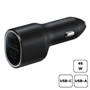 Samsung autós töltő USB A (15W) USB C (25W),Fekete