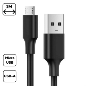 USB-A - Micro USB adatkábel, 1m, Fekete