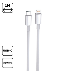 Adatkábel Type-C - Lightning 1m/3A, Fehér