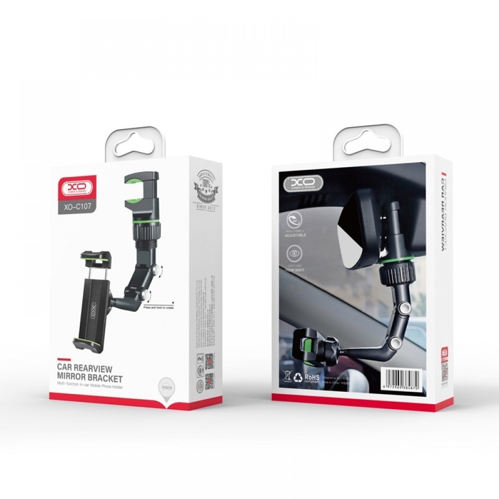 XO C107 visszapillantóra rögzíthető tartó, Fekete - Image 3