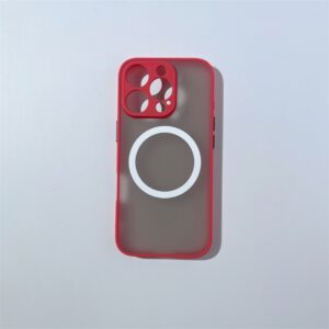 iPhone 16 Pro mágneses műanyag tok,piros-fekete