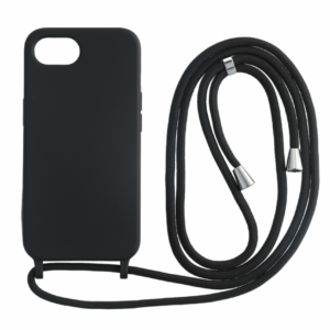 Iphone 16e TPU+PC fekete tok,Fekete zsinórral