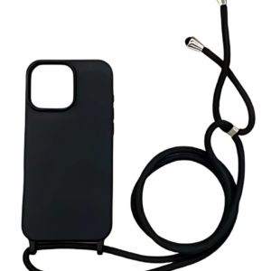 iPhone 16 Pro TPU+PC Feket tok,Fekete zsinórral