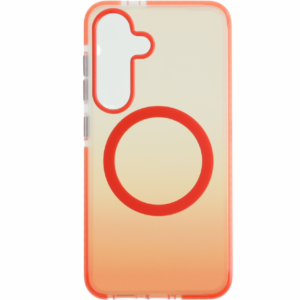 Samsung S25 mágneses tok, Narancs-Átlátszó