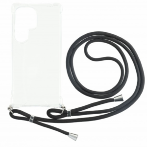 Sam S25 Ultra TPU+PC Átlát.tok,Fekete zsinórral