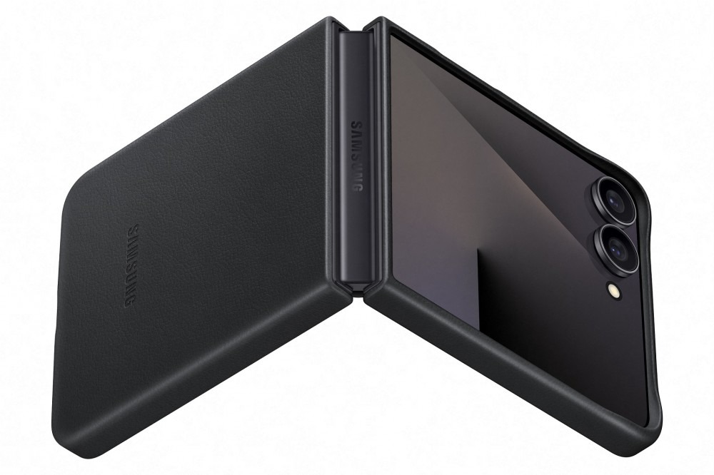 Samsung Flip 7 bőr hátlap, fekete