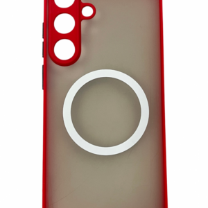 Samsung S25 Plus mágneses műanyag tok, piros-fekete