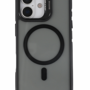 iPhone 17 mágneses kamera kitámasztós tok, Fekete