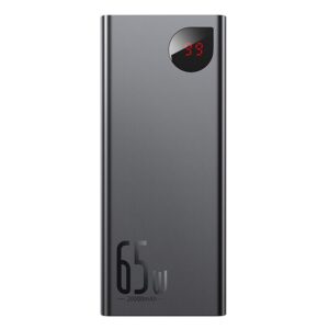 Baseus Adaman Metal gyorstöltő powerbank 20000 mAh, 65W, fekete + 3A USB Type-C, 30cm kábel