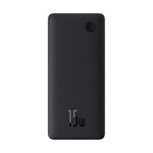 Baseus Airpow Lite powerbank 10000 mAh, 15W, fekete + USB Type-C, 30cm kábel