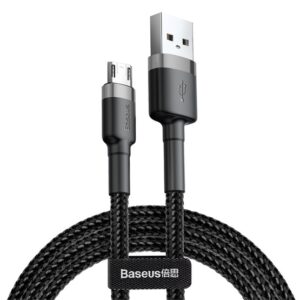 Baseus Cafule USB Type-A – Micro USB, 12W gyorstöltő adatkábel, 1m, fekete/szürke