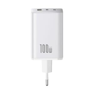 Baseus EnerFill FE11 hálózati gyorstöltő 100W, 2×USB Type-C + 1×USB Type-A, fehér