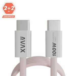 AVAX CB610P MAGNETY 100W USB C mágneses gyorstöltő kábel, fonott, rózsaszín - 1m