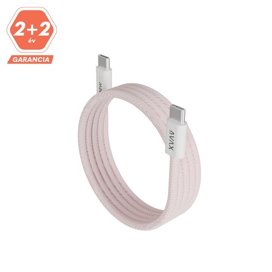 AVAX CB610P MAGNETY 100W USB C mágneses gyorstöltő kábel, fonott, rózsaszín - 1m - Image 2