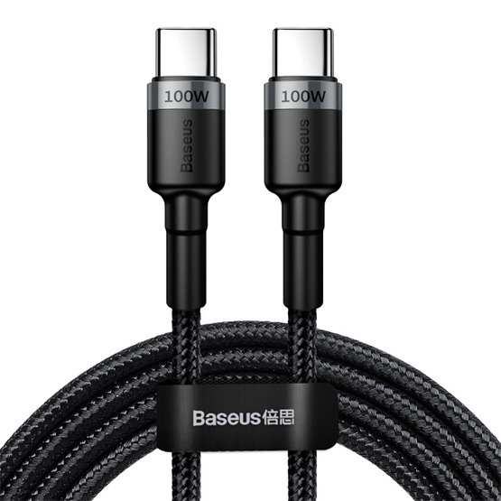 Baseus Cafule USB Type-C, 100W gyorstöltő adatkábel, 2m, fekete/szürke