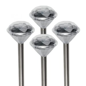 Home MX 802/4 napelemes kerti lámpa szett, 4 db, 1 db LED, fém és műanyag, automatikus, kristályszerű fej