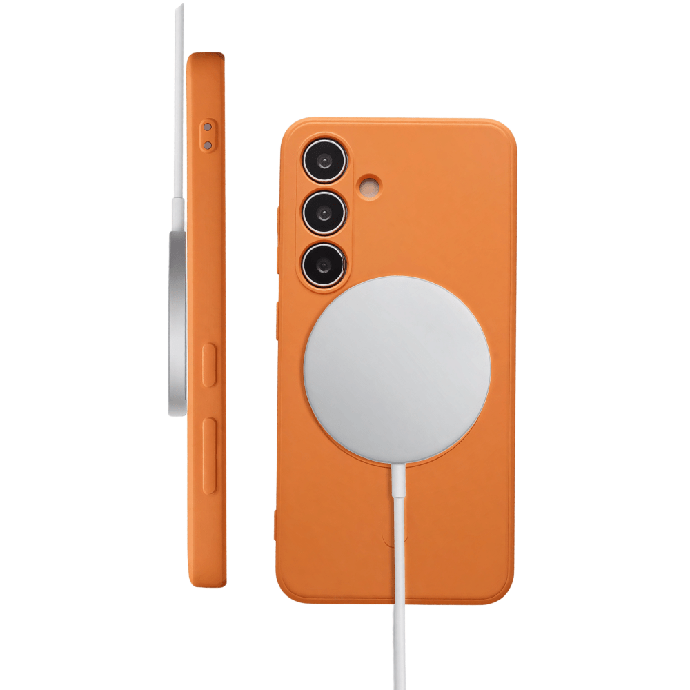 Samsung S26 TPU+PC mágneses szilikon tok, Narancs - Image 2
