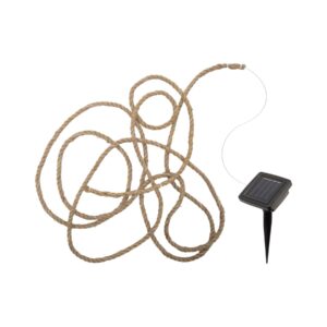 HOME MXROPE napelemes fényfüzér kötélen, 52 db melegfehér LED, 2 üzemmód, 5 méter hosszú, cserélhető akkumulátor