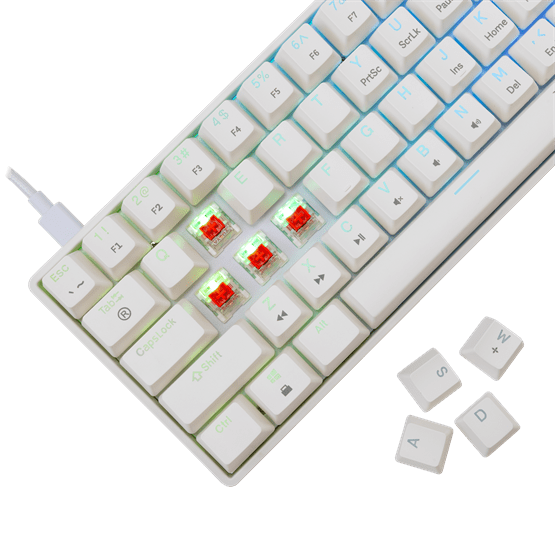 White Shark GK-004211W/R-US SHINOBI-2 vezetékes mechanikus gamer billentyűzet - fehér - US - Image 3