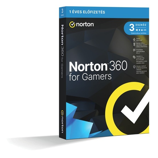 Norton 360 Gamer - 21418946 - 50GB HU 1 felhasználó, 3 eszköz/1 év, dobozos