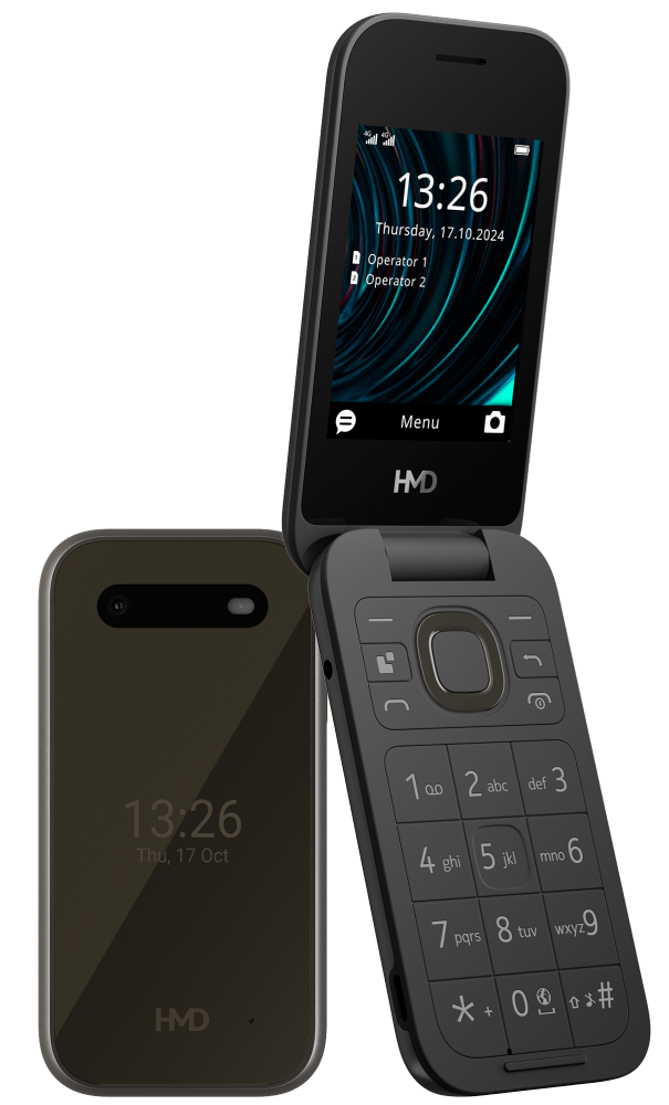 HMD 2660 FLIP 4G DS fekete kártyafüggetlen mobiltelefon