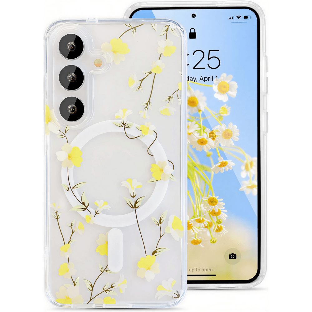 Samsung A57 mágneses dupla lézernyomott tok, Átlátszó