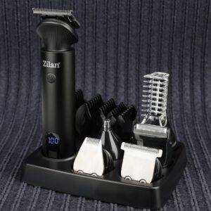 Zilan ZLN8672 Zeus haj- és testszőrnyíró készlet, rozsdamentes acél penge, 15 féle tartozék fej, LED kijelző, alumínium ház