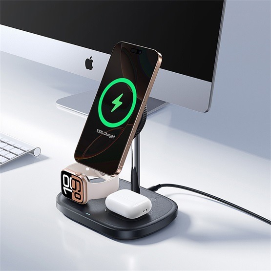 Baseus EnerFill FS41 3-in-1 vezeték nélküli töltő állvány 22,5W, fekete + USB Type-C, 1m kábel - Image 3