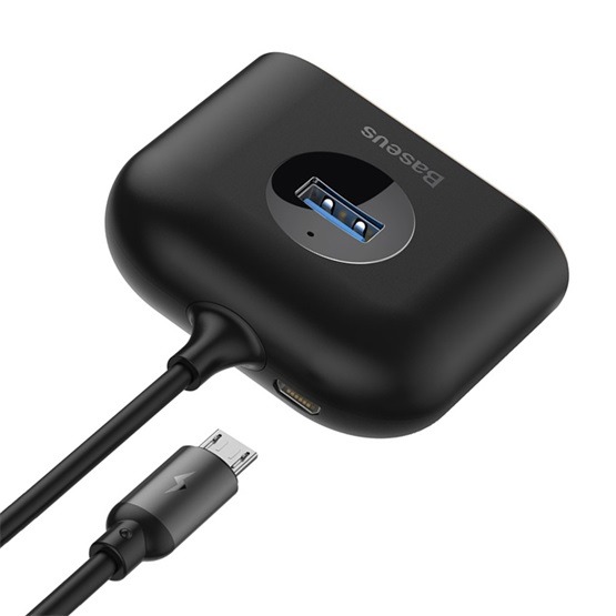Baseus Square Round 4-in-1 USB Type-A HUB dokkoló állomás, 1 m, fekete - Image 3
