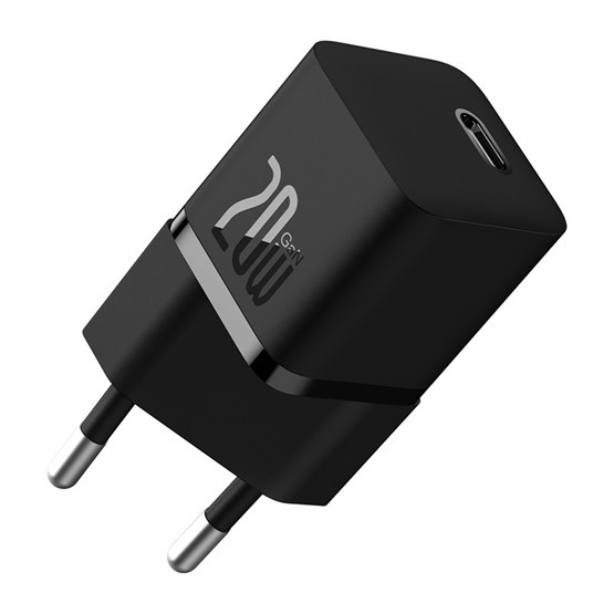 Baseus GaN5 Mini hálózati gyorstöltő 20W, USB Type-C, fekete - Image 2