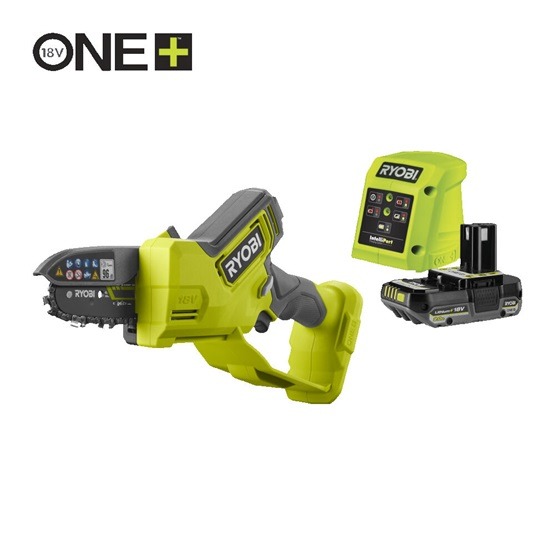 Ryobi 18V akkumulátoros 10cm kézi láncfűrész (1 x 2.0Ah) - RY18PSX10A-120