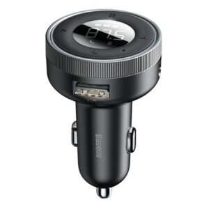 Baseus Enjoy FM transzmitter, zenelejátszó, autós töltő, fekete